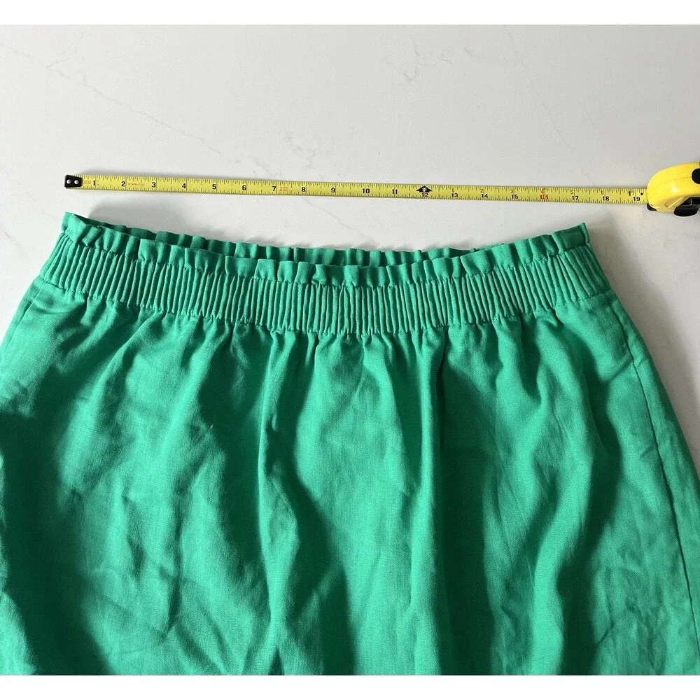 NWT J.Crew Kelly Green Linen Cotton Blend High Waist Mini Skirt Size 16